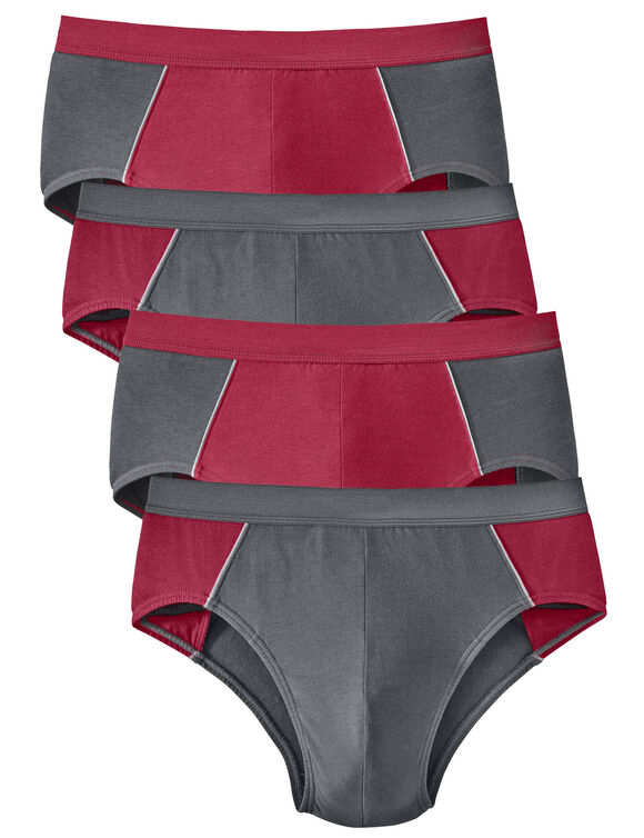 Slip fermé bicolore, taille haute - lot de 4 (rouge / gris) Slip fermé bicolore, taille haute - lot de 4 (rouge / gris)